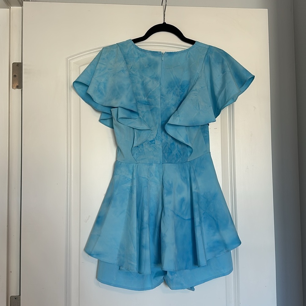 Blue Tie Dye Ruffle Romper - Size Small - Picture 5 of 6